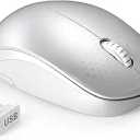 seenda Wireless Mouse for Laptop, 2.4G Noiseless Mouse with USB Receiver  Optical Tracking Portable Computer Mice for Chromebook, PC, Tablet, Windows System, 24 Months Battery Life (White & Silver)