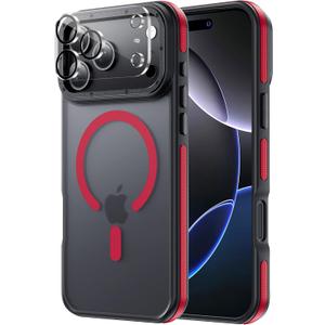 Compatible with iPhone 17 Pro Bumper case Fits MagSafe 10FT Drop Resistant Matte Skin Feeling Shockproof Back Cover Fits iPhone 17 Pro Phone Cases 6.3",Matte Red Bumper