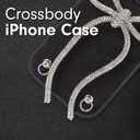 Crossbody Case for iPhone 17 Pro Max - Black with Stylish Silver Detachable Chain - Big Bow