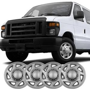 F8UZ-1130-AA Hubcaps Wheel Covers Compatible with Ford E-150(1998-2014)/E-250(1998-2014)/E-350(1998-2019,2021-2024)/E-450(1999-2019,2023) 16" Hubcaps/Wheel Covers Set Silver (Set of 4) F8UZ1130AA
