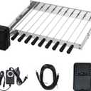 Skyflame Stainless Steel Electric Barbecue Shish Kabob Skewer Set with 9pcs Skewers, Automatic Rotating Skewer Turner with Adjustable Speed Motor and Adjustable Length Rotisserie BBQ Grill Rack