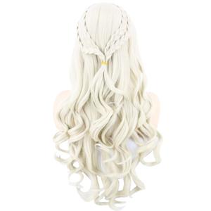 Topcosplay Women Wigs Beige Long Curly Wavy Cosplay Halloween Costume Party Wigs