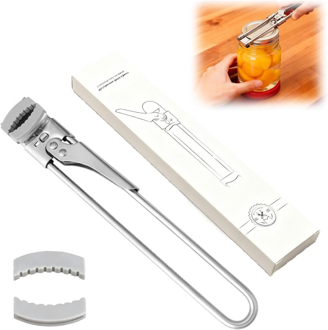Adjustable Stainless Steel Jar Opener, Jar Openers for Seniors, Jar Opener for Weak Hands, The Extended Design Makes It More Labor-Saving, Manual Jar Bottle Opener Kitchen Accessories (1 PCS)