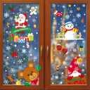 2 x Christmas & Halloween Static Window Clings Set (20x30cm & 35x28cm),8-10 Designs/Pack, Removable Decals for Glass (Christmas Cozy Whimsical, Polyvinyl Chloride, Large)