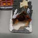 Liliful 46 Pcs Christmas Village House Sets Xmas Scene Figurines Decoration Lighted LED Christmas Village Resin Figurines Collectable Xmas Tree Scene Desktop Ornament for Holiday Party Decor (Rustic)