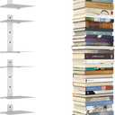 Invisible Floating Bookshelves for Wall, 8 Tier Vertical Spine Book Tower, Heavy Duty Floating Book Shelves Metal Book Organizers for Home Office, 4 Pack(White) (4PC-8 Tier)