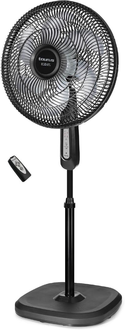 Taurus Turbo Cycle Pedestal Fan with Remote – 16" Oscillating Standing Fan, 5 Blades, Adjustable Height, Timer & 3 Speeds – Quiet Energy-Efficient Air Circulator for Bedroom or Office, 18 inches