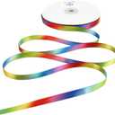 MEEDEE Rainbow Ribbon Rainbow Thin Satin Ribbon 3/8 inch Colored Ribbons for Crafts Gift Ribbons for Gift Wrapping Birthday Party Pride Party Wedding Decorating - 50 Yards