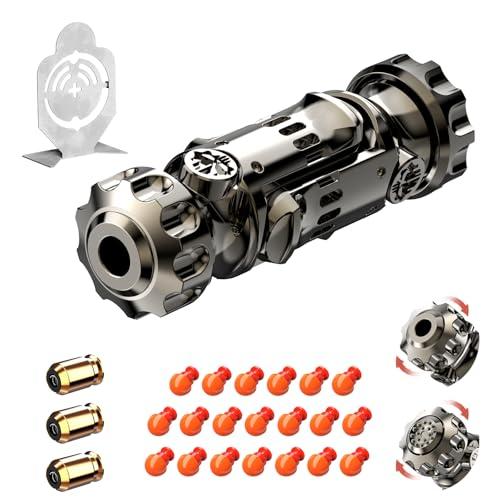 4 in 1 Metal Fidget Gun Toy Shoot+ Spinner+ Ratchet+ Slider Finger Fidget Toys Adults EDC ADHD Focus Anxiety Stress Relief Boredom Office Travel Toy (Titanium Color)