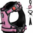FURRYFECTION Dog Harness | No Pull Dog Harness | Reflective Oxford | Padded Handle | 4 Adjustable Straps | 2 Leash Clips | No Choke Pet Vest Harness for Small Medium Large Dogs | Pink | M