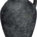 Ceramic Rustic Farmhouse Vase, 9 inch Ceramic Black Flower Vase for Centerpieces Pampas Grass Pottery Jug with Handle Boho Modern Rustic Farmhouse Decor for Living Room Kitchen Dinner Table Shelves