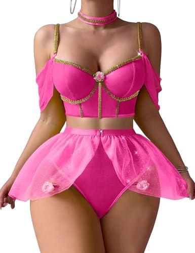 Mixxmix Lingerie Sets for Women Sexy Princess Costumes Cosplay Outfits Halloween Lingerie Roleplay with Bra and Panty XXL