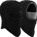 Balaclava Ski Mask 2 Pcs - Windproof Warmer Fleece Adjustable Winter Mask for Men Women (One Size, Black+black/Gray)