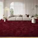 FinRec 9x12 Feet Rugs for Living Room Bedroom, Red Fluffy Shag Area Rug, Non-Slip Plush Fuzzy Rugs for Nursery Kids Room Dorm Room Home Decor, Indoor Furry Floor Carpet