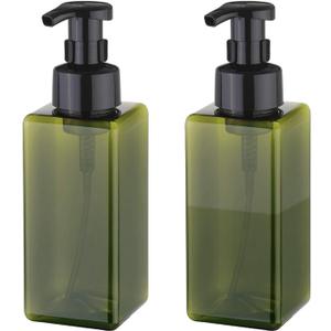 UUJOLY Foaming Soap Dispenser 650ml (22oz) Refillable Plastic Pump Bottle for Liquid Soap, Shampoo, Body Wash (2 Pcs) (Green)