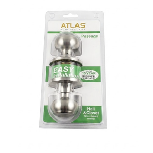 Atlas Home Security Passage Hall & Closet Non Locking Interior Door Knob / NEW