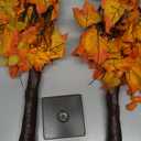 2 Pack 24 Inch Prelit Fall Maple Tree Fall Thanksgiving Decorations with 48 LEDs Battery Operated Timer Lighted Acorn Maple Artificial Tabletop Light Up Tree for Home Indoor Thanksgiving Table Decor