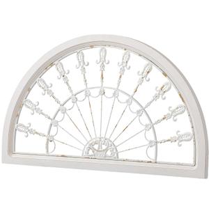 Sintosin Vintage White Arched Wrought Iron Wall Decor 17 X 30 Inches, Hanging Distressed Finish Metal Wall Art over the Door Decor, Rustic Half Round Wood and Metal Door Topper Wall Decor Living Room