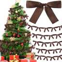 2 Pcs Christmas Bow Garland Banner 16.4 ft Pre-Assembled Brown Satin Bows Ornaments Xmas Bows Hanging Decor for Room Fireplace Bachelorette Party Birthday Baby Shower Supplies