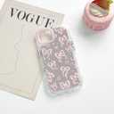 2 x NITITOP Compatible with iPhone 14 Plus Case Cute Mirror Bow Love Heart Pattern for Women Girls Ribbon Design Shockproof Silver Protective Phone Cover - Light Pink Bow