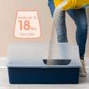 IRIS USA XX-Large Side Entry Cat Litter Box, Open Top Extra Large Litter Box for Big Cats and Multi-Cat Households, High Sided Scatter Shield, Easy to Clean, 30" L x 20" W x 14" H, Navy