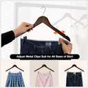 Wooden Hangers with Clips 24 PCS Pant Hangers with Clips,Smooth Solid Wooden Pants Hangers,360 Swivel Hooks & Adjustable Clips,for Jeans,Skirt,Suit,Shorts,Scarf.（Walnut）