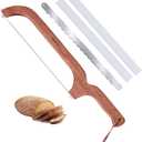 XJHEYLZ Sourdough Bread Knife, Bread Knife 16", Bread Slicer for Homemade Bread, Adjustable Blade Tightness for Even Slicing, Serrated Knife, Wooden Bread Cutter with Bow Design (3, Red-Brown Color)