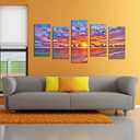 KREATIVE ARTS - 5 Pieces Modern Canvas Painting Wall Art Colorful Sunset Over Ocean on Maldives Seascape Picture Print On Canvas Giclee Artwork For Wall Decor (Large Size: L 60'' x H 32'')