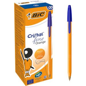 BIC Orange Original Fine Ballpoint Pens, Writing Pens with Long-Lasting Ink, Fine Point (0.8mm) Blue, Pack of 20