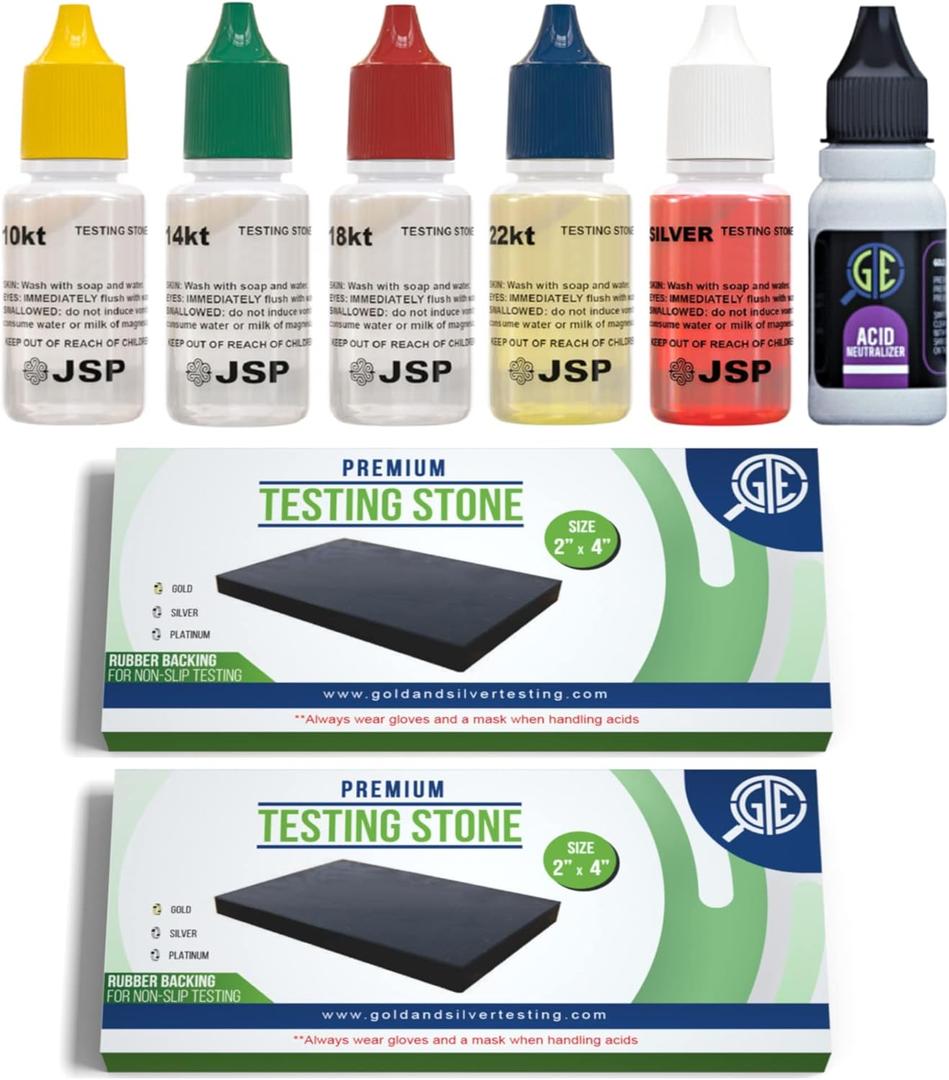 Gold Silver Jewelry Tester Appraisal Kit 10K 14K 18K 22K 24K Test Precious Metals 999 925 Scrap