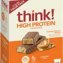 think! Protein Bars, High Protein Snacks, Gluten Free, Kosher Friendly, Creamy Peanut Butter, Nutrition Bars, 2.1 Oz per Bar, 12 Count (Packaging May Vary)