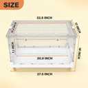 Extra Tall Foldable Clear Hamster Cage with Front Door, Deep Base Habitat for Thick Bedding & Burrowing, Easy Clean Wire Mesh Top Ventilation, Escape Proof Enclosure, 27.5x17x16 in