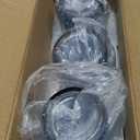 Blue Glass Vases, Flower Vases Set of 3, Ribbed Glass Vase for Tulips, Tall Cylinder Glass Vases for Living Room, Bedroom, Dining Table, Office, Wedding, Bookshelf Decoration, 8 Inches