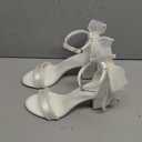 Pearl Heels Wedding Shoes for Bride Block Heel Bridal Shoes Bow Tie Heeled Sandals Wedding Heels (8, Ivory)