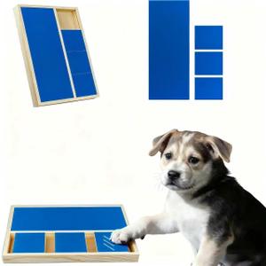 Dog Nail Scratch Pad with Treat Box, Solid Wood Nail Filing Board That Trims Nails Naturally Without Clippers for Dogs That Hate Nail Cutting, Indoor and Outdoor Training Tool (Blue)