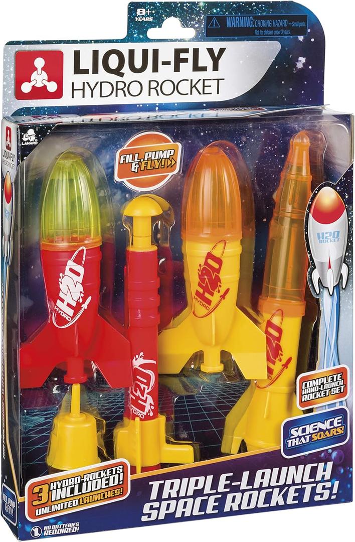 Toysmith, Liqui-Fly Hydro Rockets, 3 Easy To Use Water Rockets, For Boys & Girls Ages 8+, 5.5 inch
