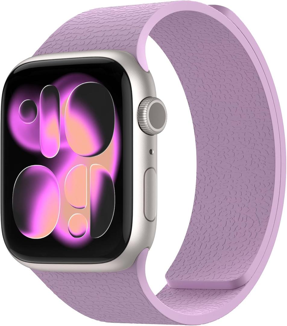 Magnetic Silicone Band Compatible with Apple Watch Band, Size: 38/40/41/42mm Series 11 10 9 8 7 6 5 4 3 & SE 3/2/1 Strong Magnetic Clasp, Waterproof & Adjustable (Purple)