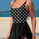 Aleumdr One Piece Swimdress Swimsuit for Women Tummy Control with Mesh Skirt Tie Knot Swim Dresses Bathing Suit,2XL