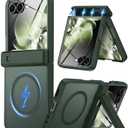 GIVELOT for Samsung Galaxy Z Flip 7 Case Compatible with Magsafe [Hinge Protection Kickstand][Built-in Front Screen Protector] 15FT Military Shockproof Full Body Phone Case for Galaxy Z Flip 7, Green