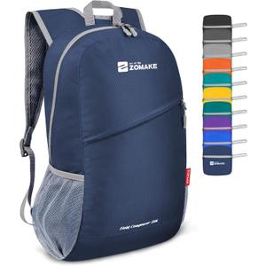 ZOMAKE Lightweight Packable Backpack 20L, Foldable Backpacks Small Daypack for Hiking Water Resistant Day Bag for Travel (Navy Blue)