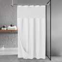 N&Y HOME Stall Waffle Shower Curtain with Snap-in Fabric Liner & Hooks Set - 54" x 78" Shower Stall Size, Hotel Style & Mesh Top Window, Machine Washable - 54x78, White