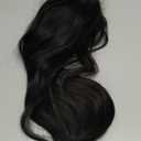 Yaki Straight Ponytail Extension, Wrap Around Ponytail Extension for Black Women, Yaki Human Hair Extension, Natural Black (Drawstring ponytail, 16 inch)