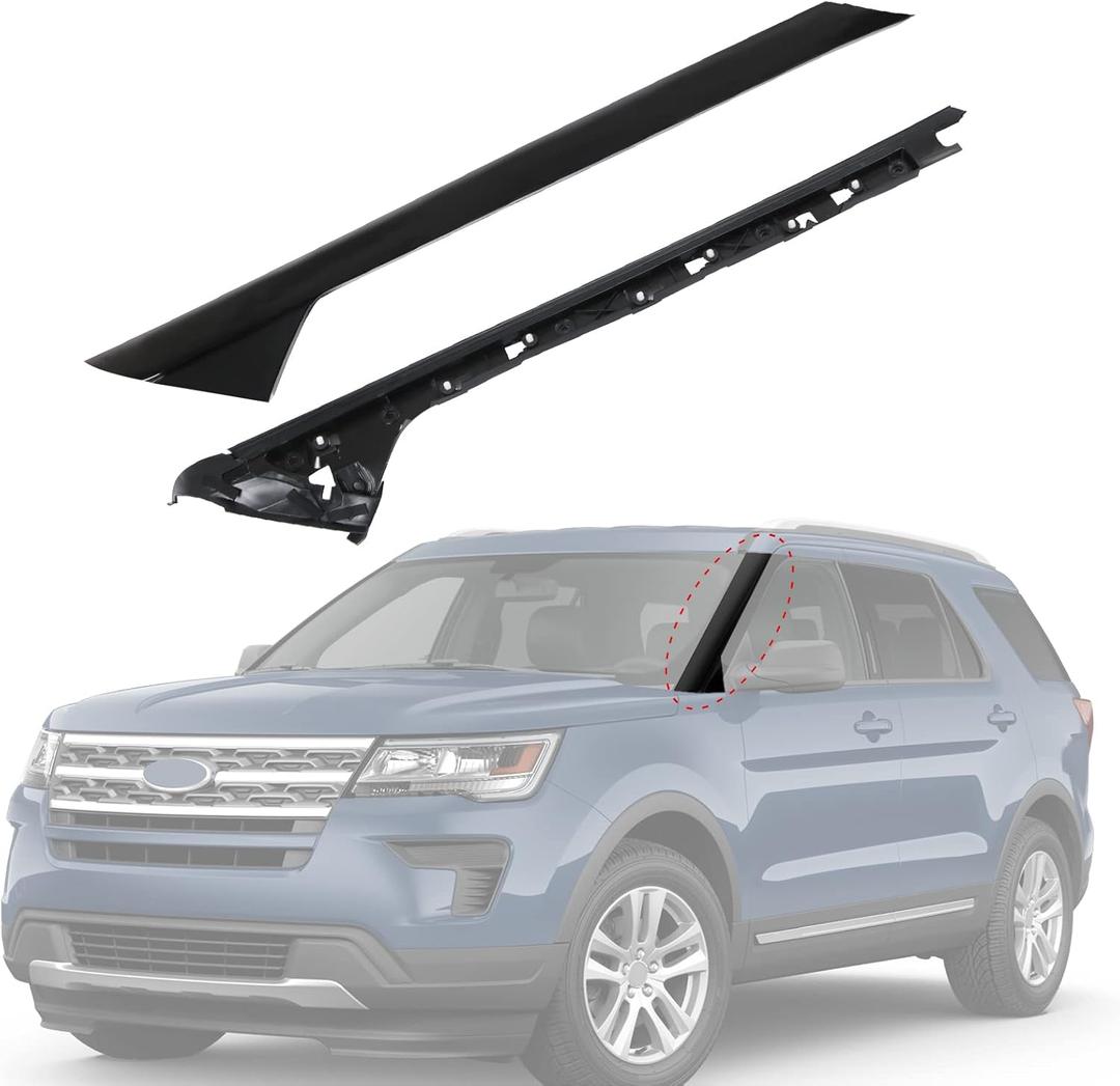 CARMOCAR A-Pillar Front Molding Windshield Trim Left Outer & Inner Replacement for 2011-2019 Ford Explorer 926-450 BB5Z7803136AA BB5Z-7803136-AB BB5Z7803136BA BB5Z7803144AA(Driver Side) (Outer & Inner(Left))