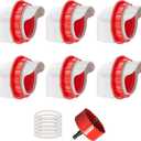 Chicken Feeders No Waste, DIY Automatic Poultry Feeder 6 Ports 1 Hole Saw with Covers Gravity Feed Kit for Buckets Barrels Bins Troughs (Red)