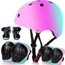 Kids Bike Helmet Set Adjustable for Children, Boys, Girls and Teenagers Includes Elbow, Knee, Wrist Guards Children's Helmet Protection Set for Bikes SkateboardsRollerskates Medium