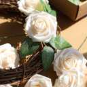 AmyHomie Artificial Flower Champagne Rose 25pcs Real Looking Fake Roses w/Stem for DIY Wedding Bouquets Centerpieces Arrangements Party Baby Shower Valentines Day Christmas Tree Decorations