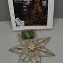 YEAHOME Christmas Tree Topper, Gold Glittered Hollow 7-Point Star Tree Topper, Lighted Wire Star with 20 LED Lights for Christmas Treetop, Xmas Tree Topper with Timer, Christmas Tree Decorations