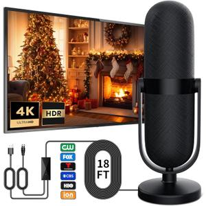 TV Antenna for Smart TV Indoor 1200+ Miles Long Range Reception HD Digital TV Antenna (Compact, BLACK)