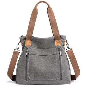 Canvas Tote Purse for Women Work Shoulder Crossbody Bag Vintage Multi-pocket Handbags