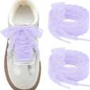 Flat Lace Shoelaces for Women: 2 Pairs 2.3CM Wide Lacy Shoe Laces | Lace Fancy Designs, Soft and Elastic, Free Cut for DIY Decorations